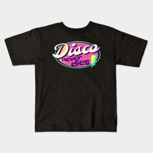 DISCO  - Never Dies Retro (pink/yellow/teal) Kids T-Shirt